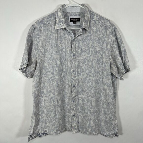 Johnston & Murphy Other - Johnston & Murphy Short Sleeve Button Up 100% Linen Shirt Large Purple Floral